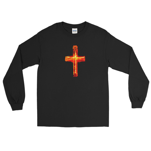 Christian Men/Women Long Sleeve T-Shirt Burning Cross