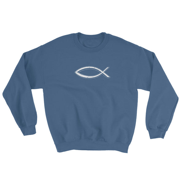 Christian Men/Women Sweatshirt-Fish wht