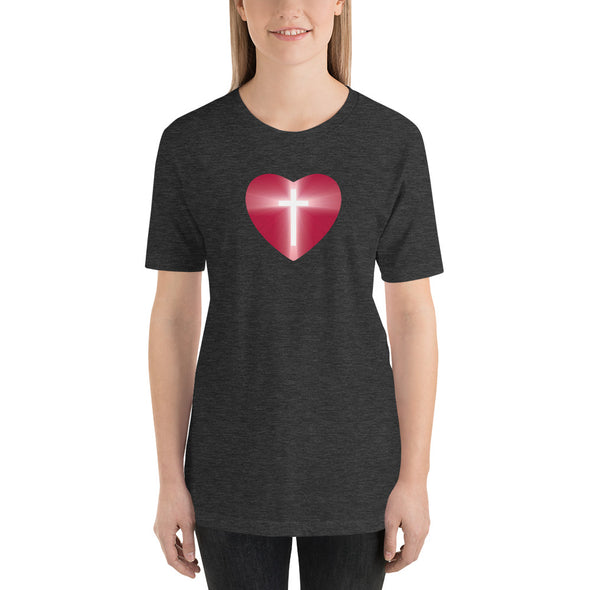Christian Women Short-Sleeve Unisex T-Shirt- Solid heart cross