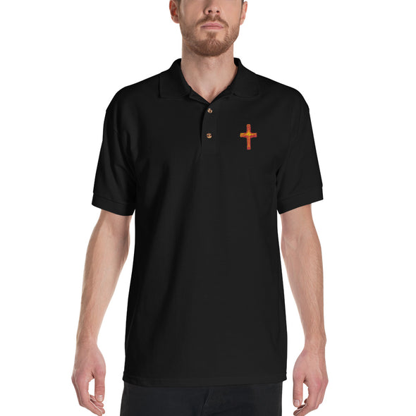 Christian Men/Women Embroidered Polo Shirt-burned cross