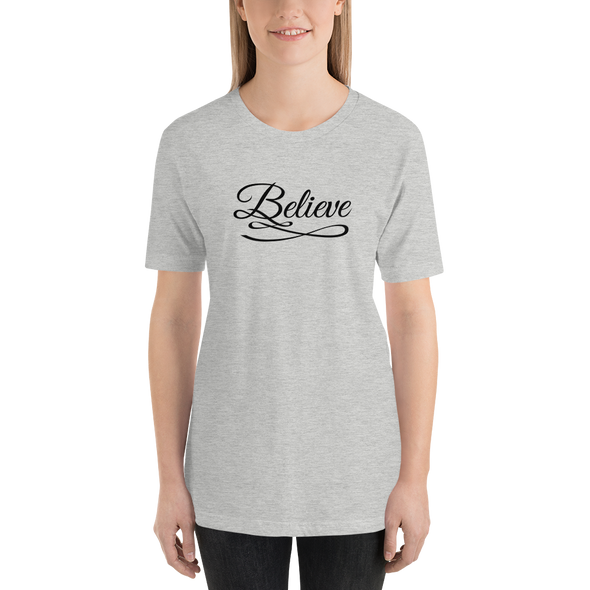 Christian Women Short-Sleeve Unisex T-Shirt-Believe blk a