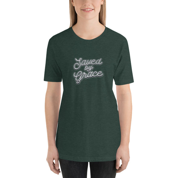 Christian Women Short-Sleeve Unisex T-Shirt Saved by grace wht