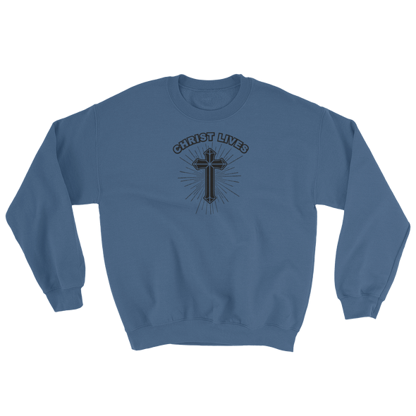 Christian Men/Women Sweatshirt Christ Lives cross blk