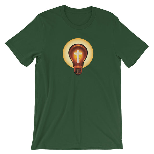 Christian Men/Women Short-Sleeve Unisex T-Shirt - Cross- light bulb
