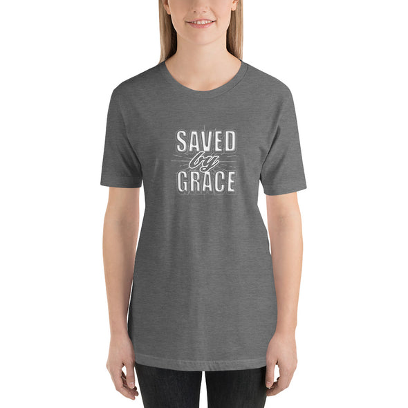 Christian Women Short-Sleeve Unisex T-Shirt- Saved by grace blk