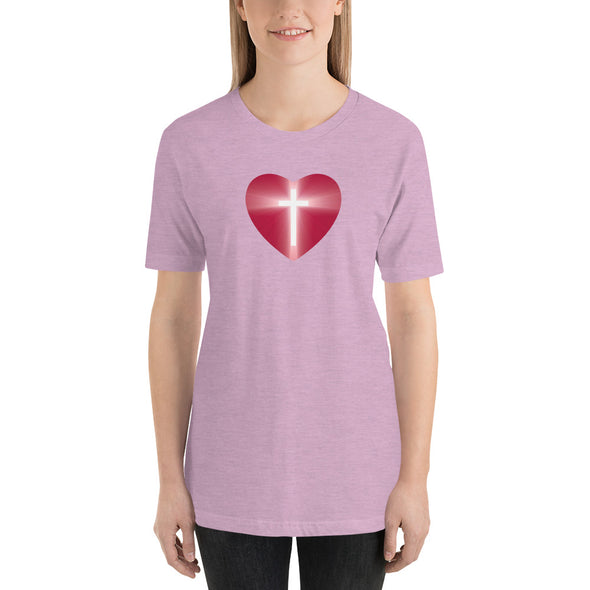 Christian Women Short-Sleeve Unisex T-Shirt- Solid heart cross