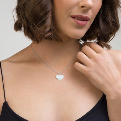 Engraved Silver Heart Necklace - Jesus