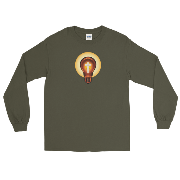 Christian Men/Women Long Sleeve T-Shirt Lite bulb cross