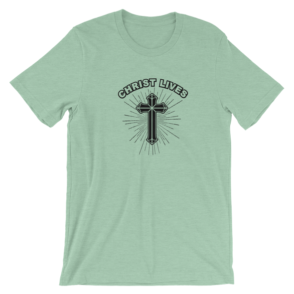 Christian Men/Women short sleeve unisex t-shirt- Christ lives blk a