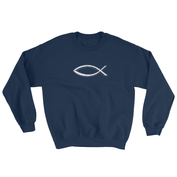 Christian Men/Women Sweatshirt-Fish wht