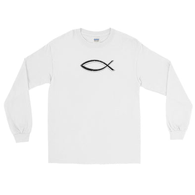 Christian Men/Women unisex Long Sleeve T-Shirt-Fish blk