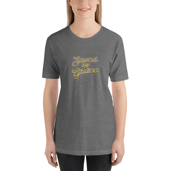 Christian Women Short-Sleeve Unisex T-Shirt-Saved by grace yellow