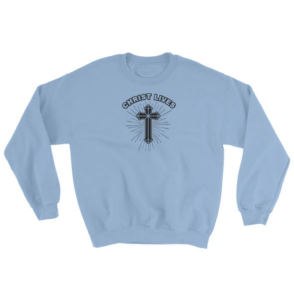 Christian Men/Women Sweatshirt Christ Lives cross blk