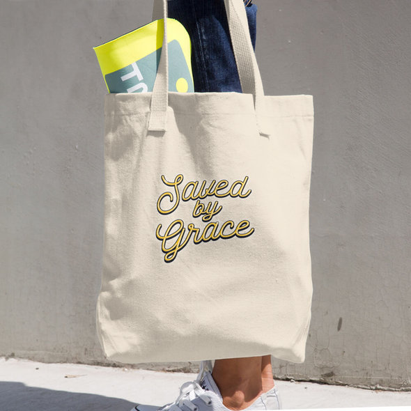 Christian Tote Bag Saved by Grace
